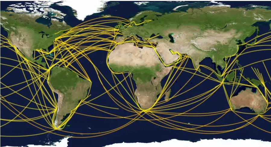 Mapa de las rutas marìtimas globales