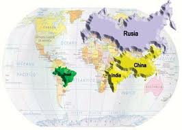 Mapa mundial donde se ubica el grupo BRIC