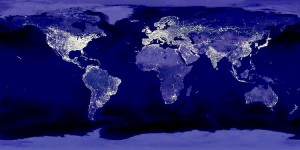 Vista satelital nocturna de la tierra